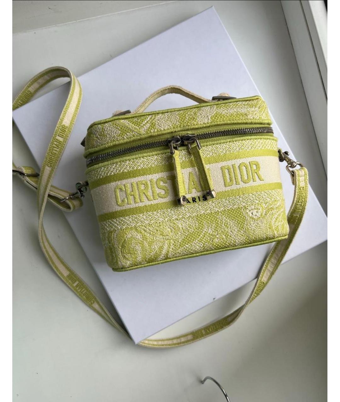 CHRISTIAN DIOR Зеленая жаккардовая сумка с короткими ручками, фото 3