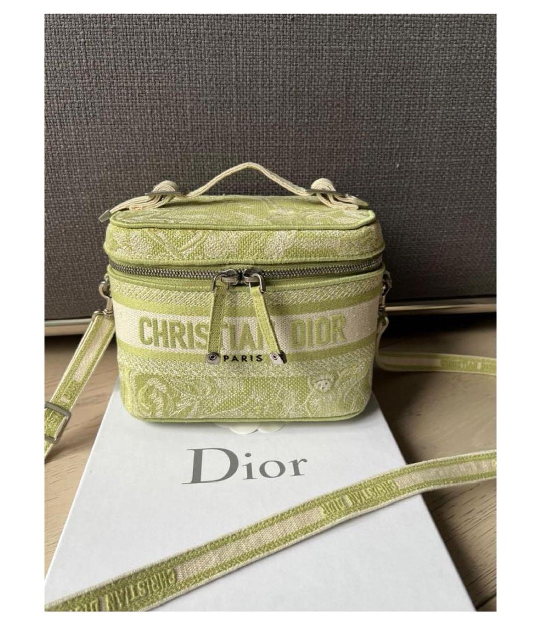 CHRISTIAN DIOR Зеленая жаккардовая сумка с короткими ручками, фото 2
