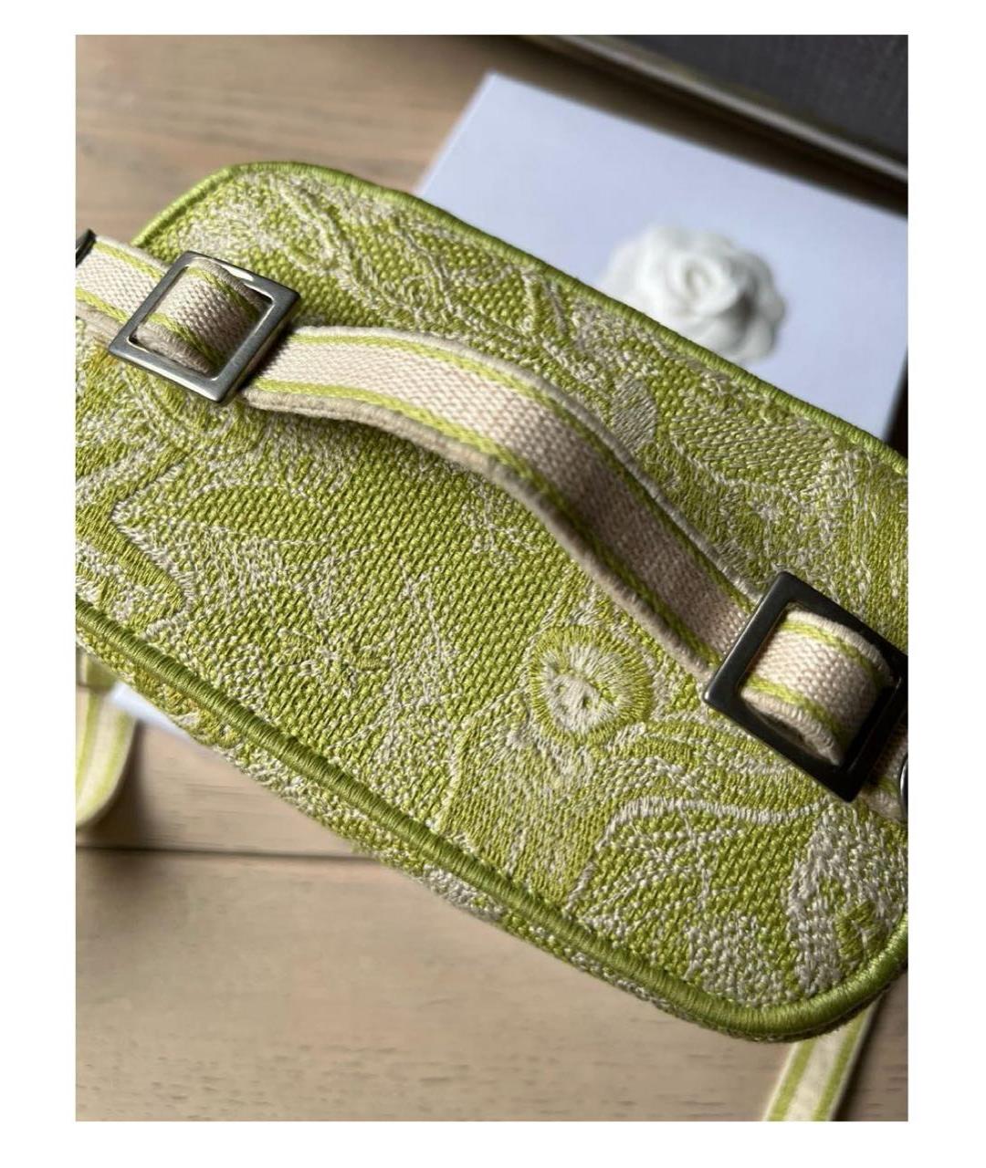 CHRISTIAN DIOR Зеленая жаккардовая сумка с короткими ручками, фото 5
