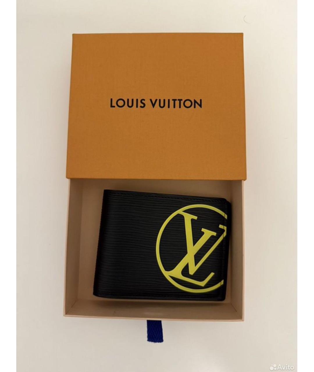 LOUIS VUITTON Черный кожаный кошелек, фото 2