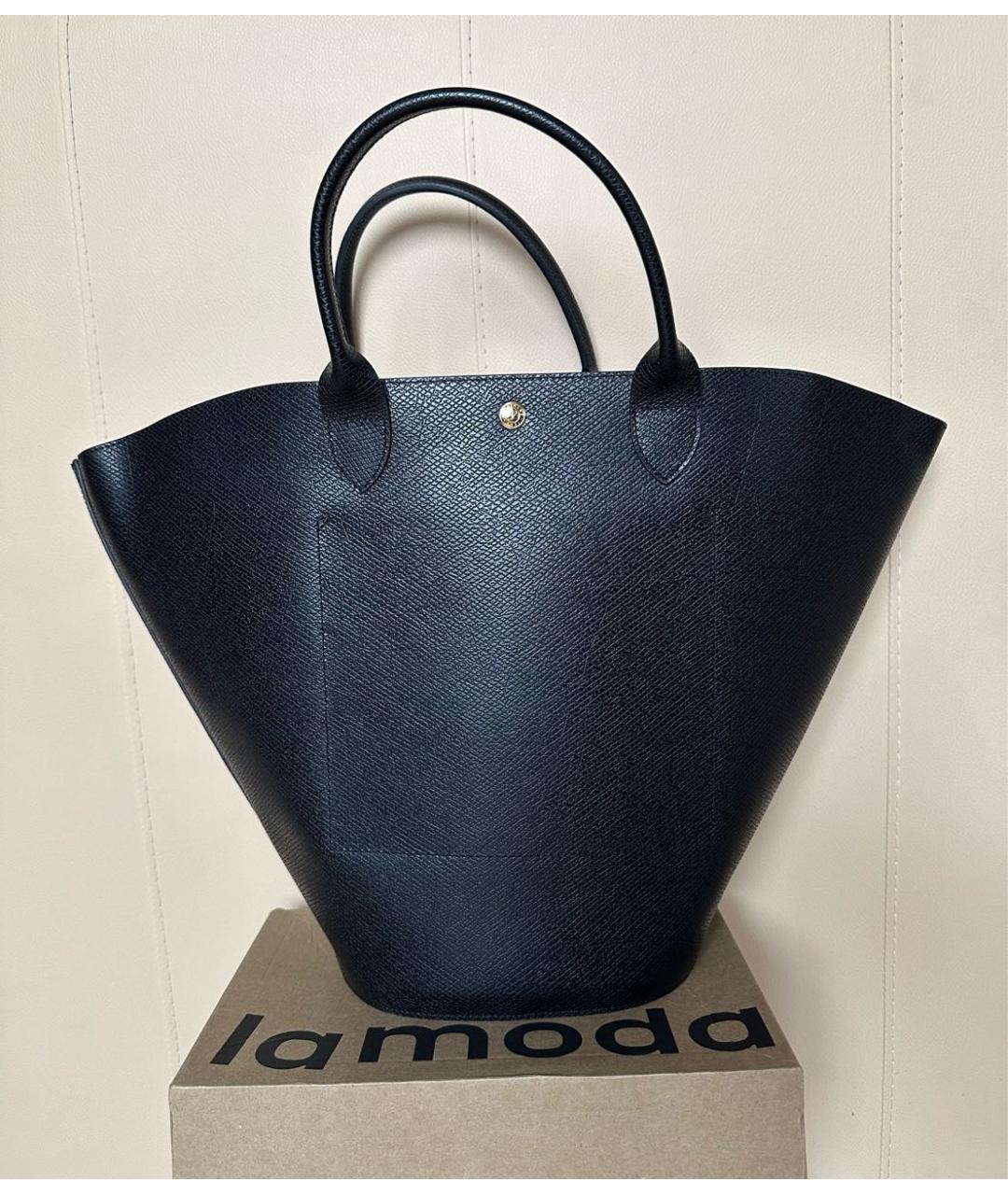 LONGCHAMP Черная кожаная сумка тоут, фото 4