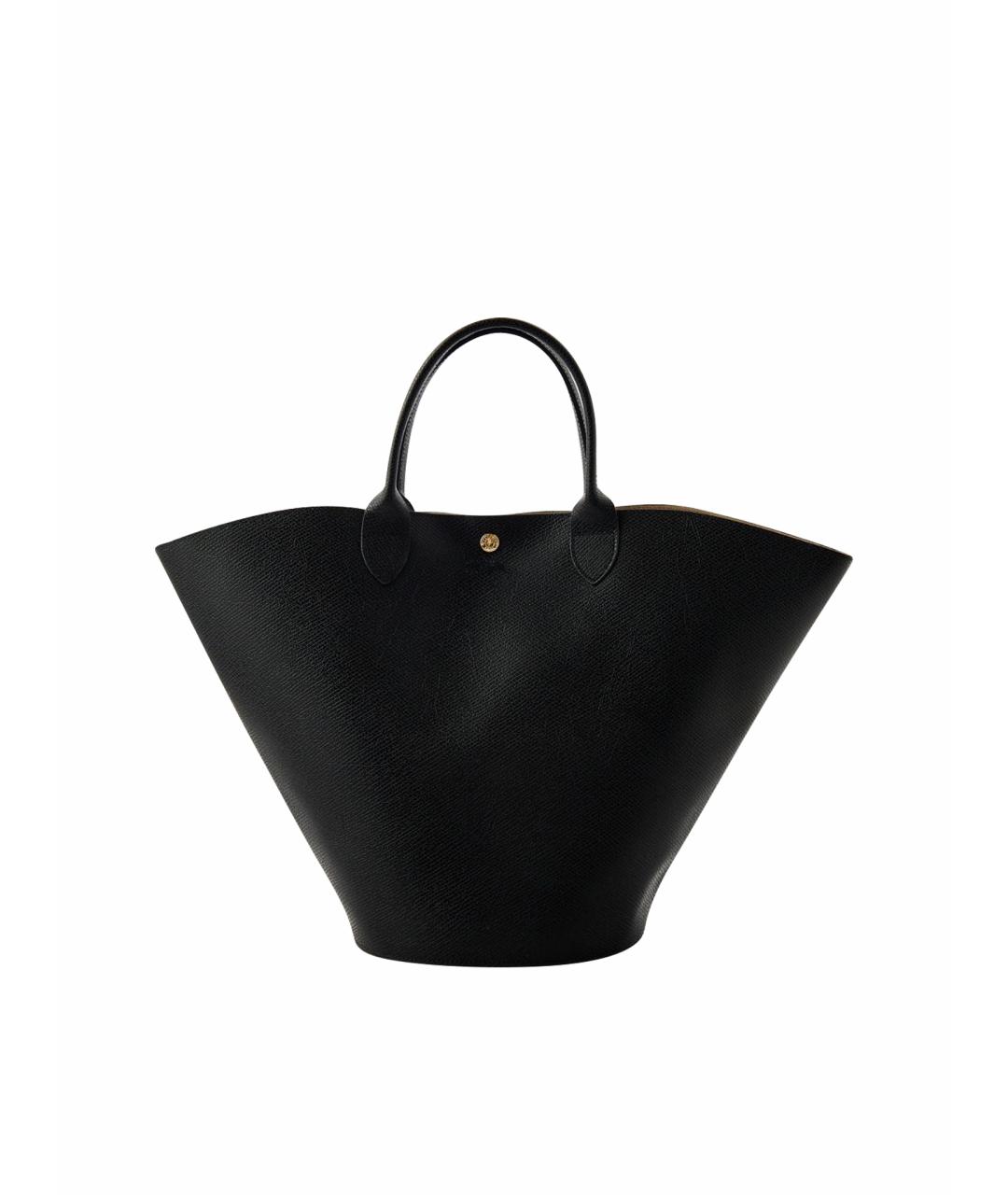LONGCHAMP Черная кожаная сумка тоут, фото 1