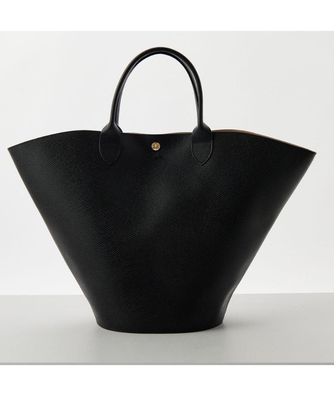 LONGCHAMP Черная кожаная сумка тоут, фото 5