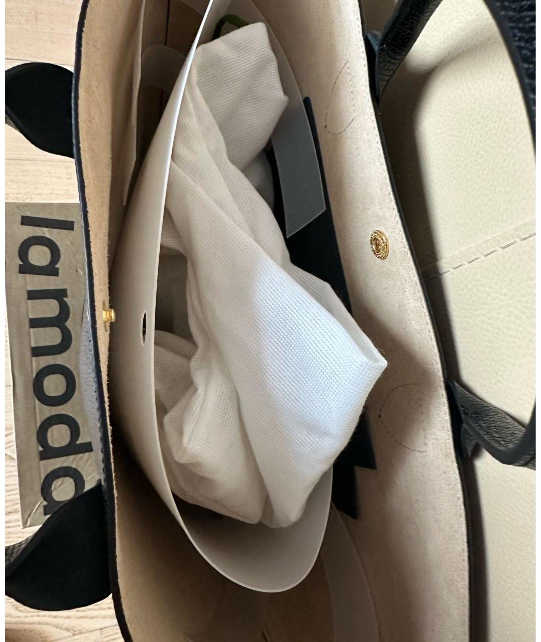 LONGCHAMP Черная кожаная сумка тоут, фото 3