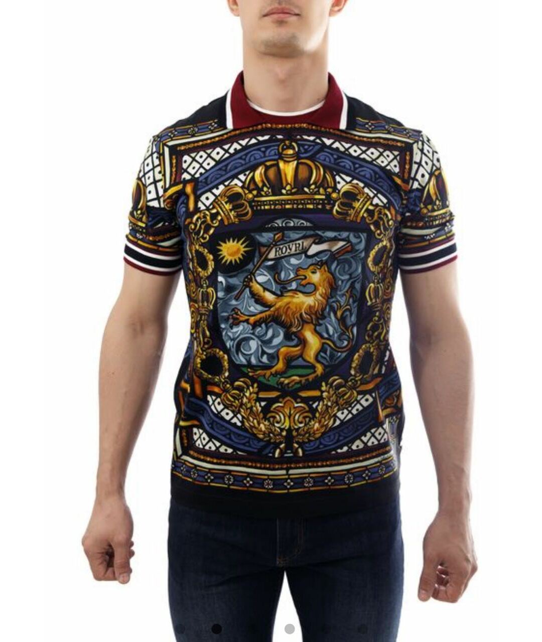 DOLCE&GABBANA Мульти хлопковое поло с коротким рукавом, фото 2