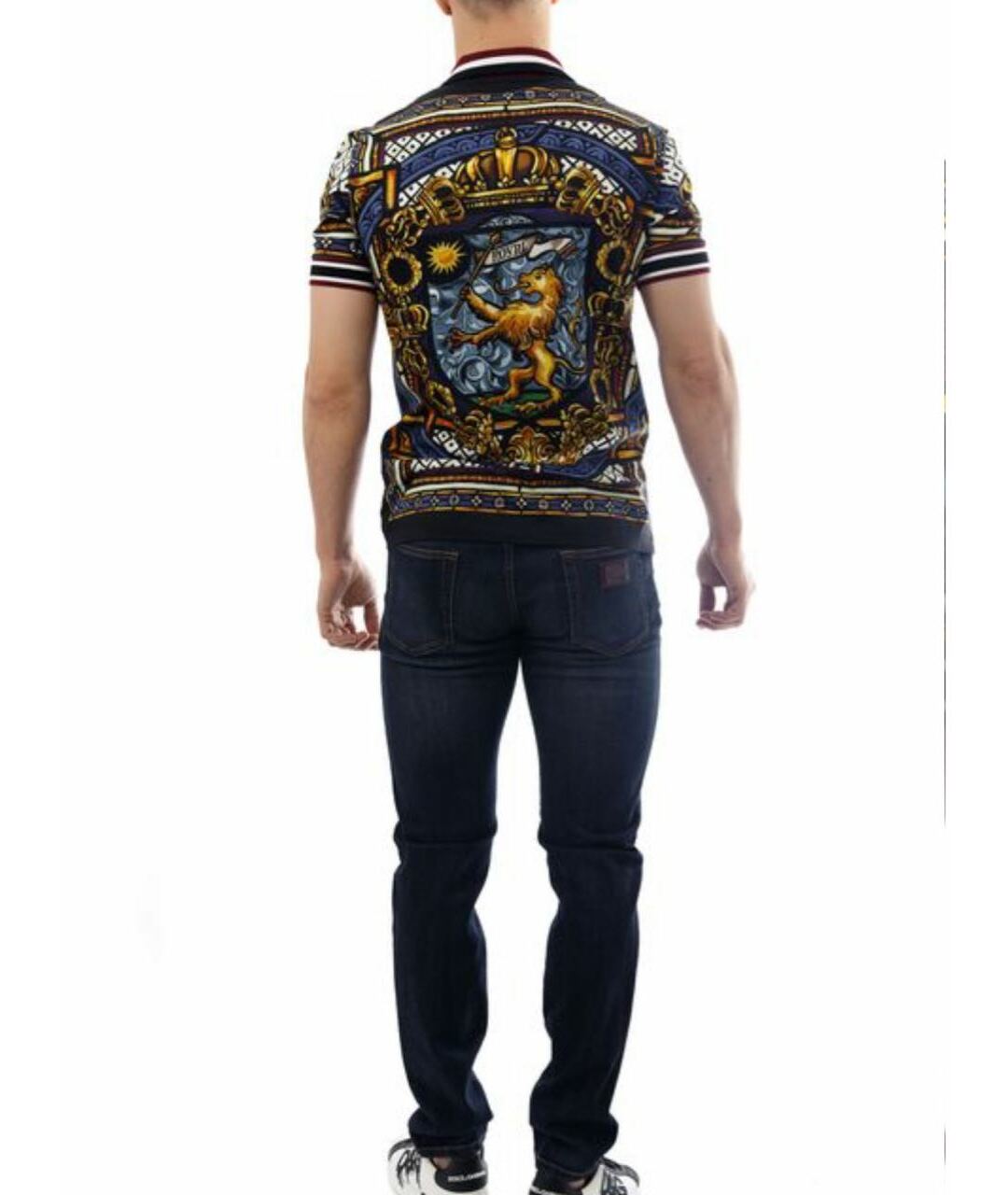 DOLCE&GABBANA Мульти хлопковое поло с коротким рукавом, фото 5