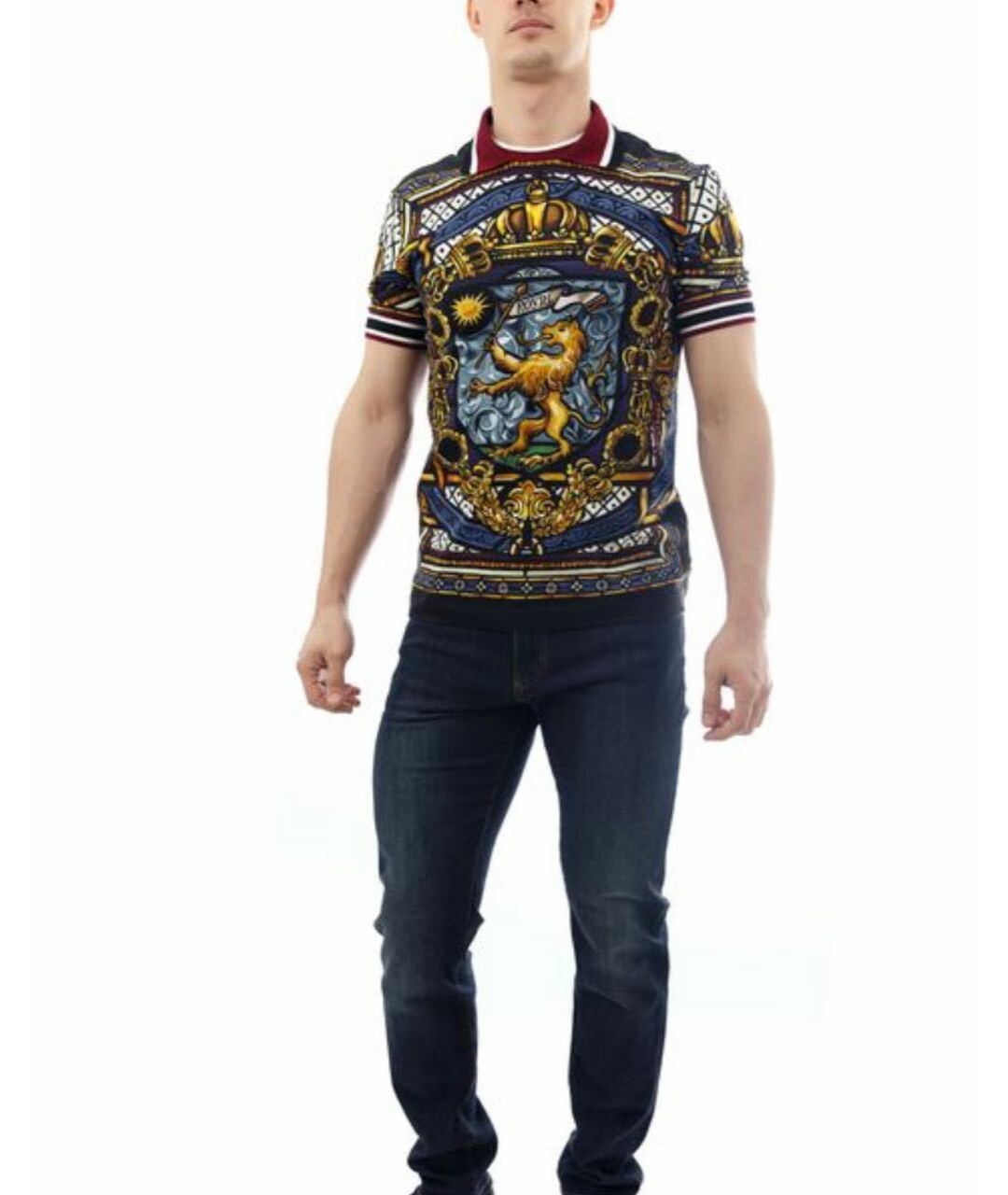 DOLCE&GABBANA Мульти хлопковое поло с коротким рукавом, фото 3