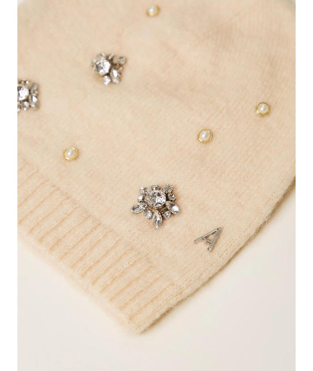 TWIN-SET Бежевая шерстяная шапка, фото 2