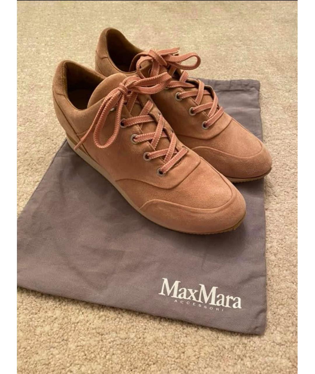 MAX MARA Розовые замшевые кроссовки, фото 7