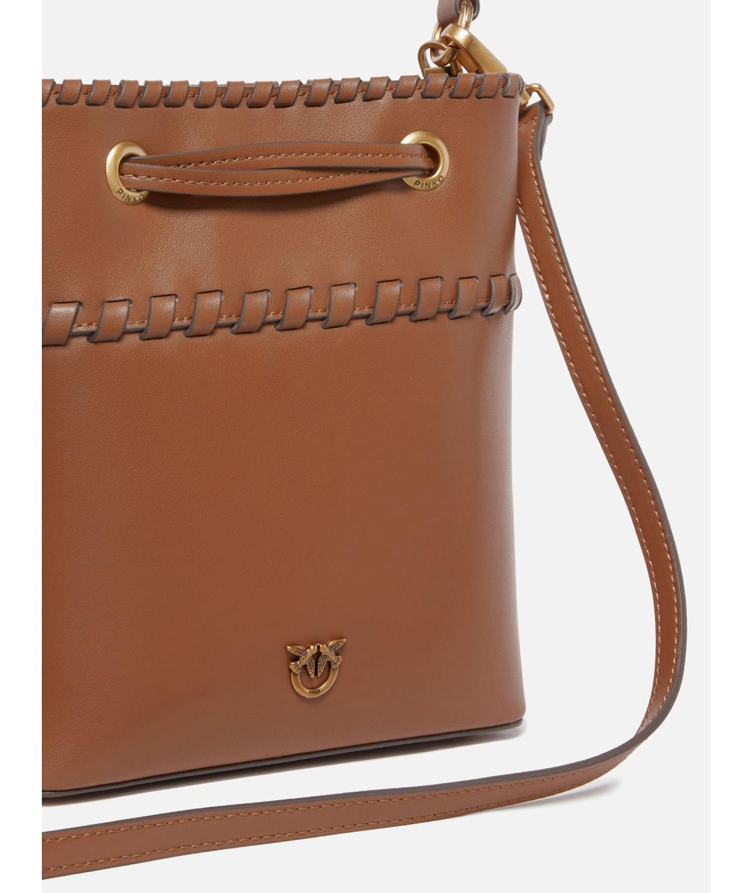 PINKO Коричневая кожаная сумка через плечо, фото 3