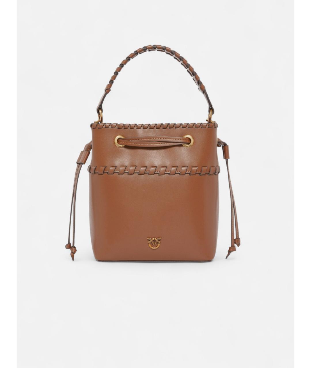 PINKO Коричневая кожаная сумка через плечо, фото 5