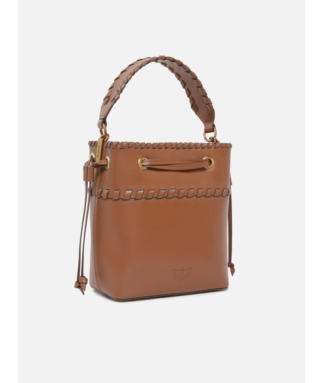 PINKO Коричневая кожаная сумка через плечо, фото 2