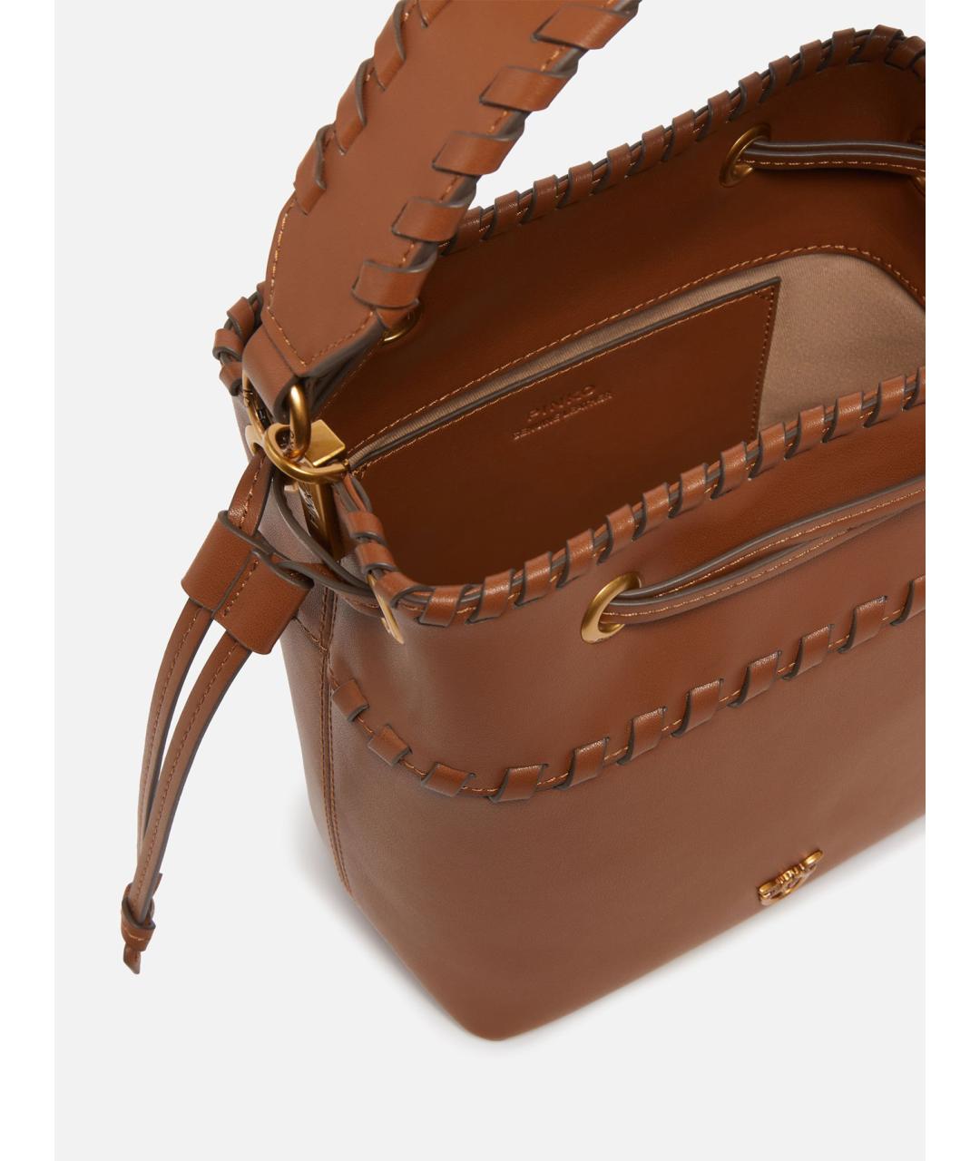 PINKO Коричневая кожаная сумка через плечо, фото 4