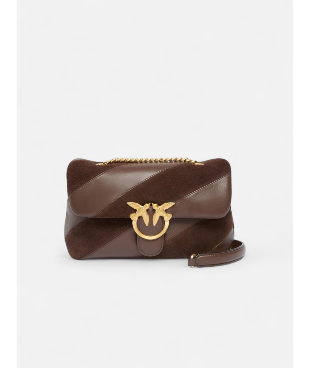 PINKO Коричневая кожаная сумка через плечо, фото 7