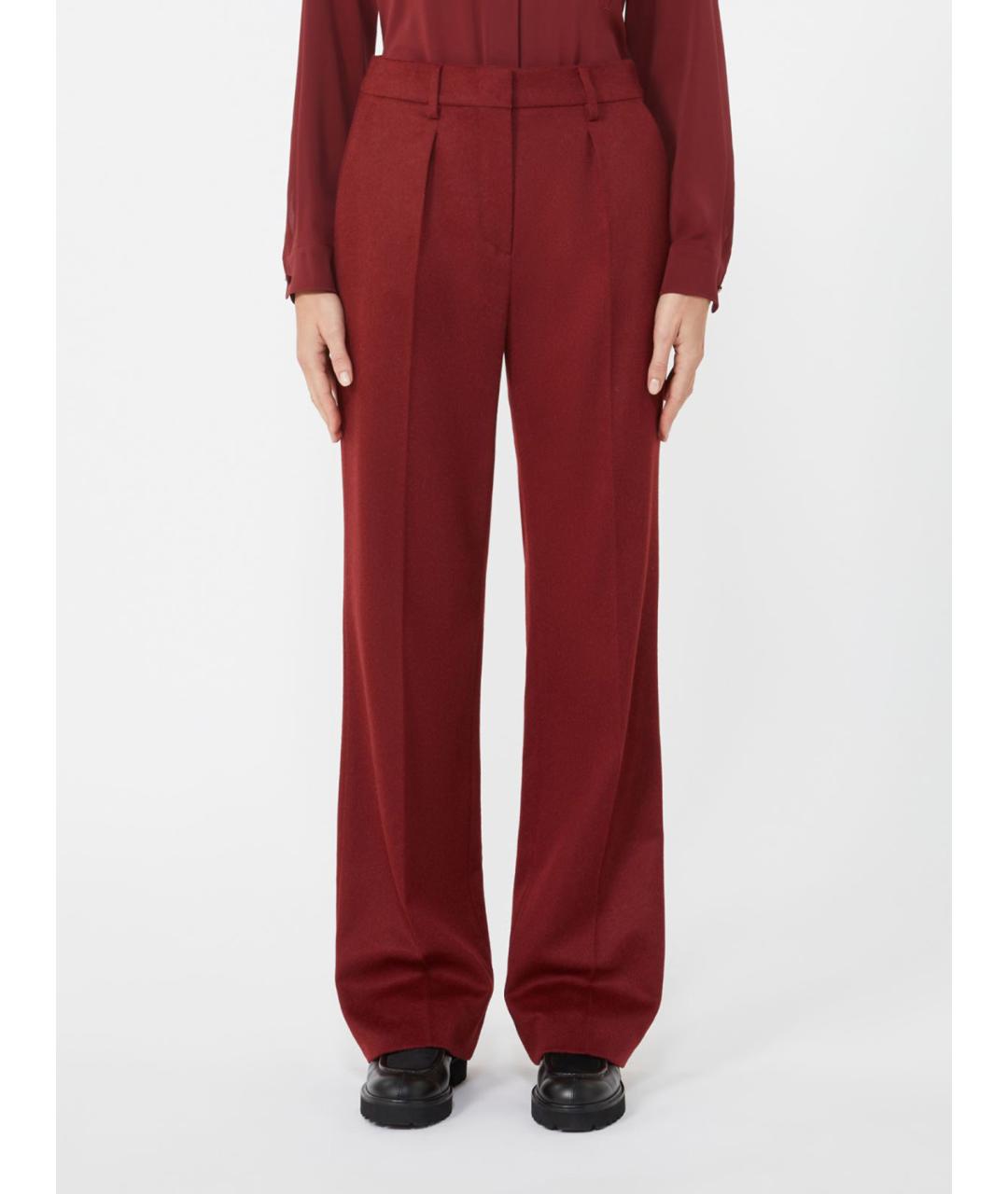 MAX MARA Красные шерстяные прямые брюки, фото 4