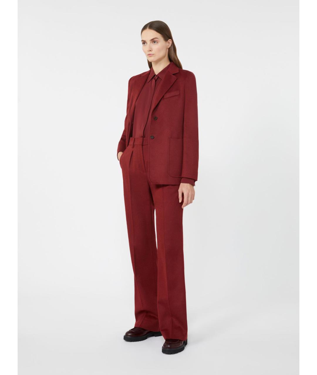 MAX MARA Красные шерстяные прямые брюки, фото 2