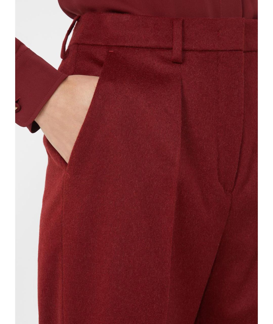 MAX MARA Красные шерстяные прямые брюки, фото 5