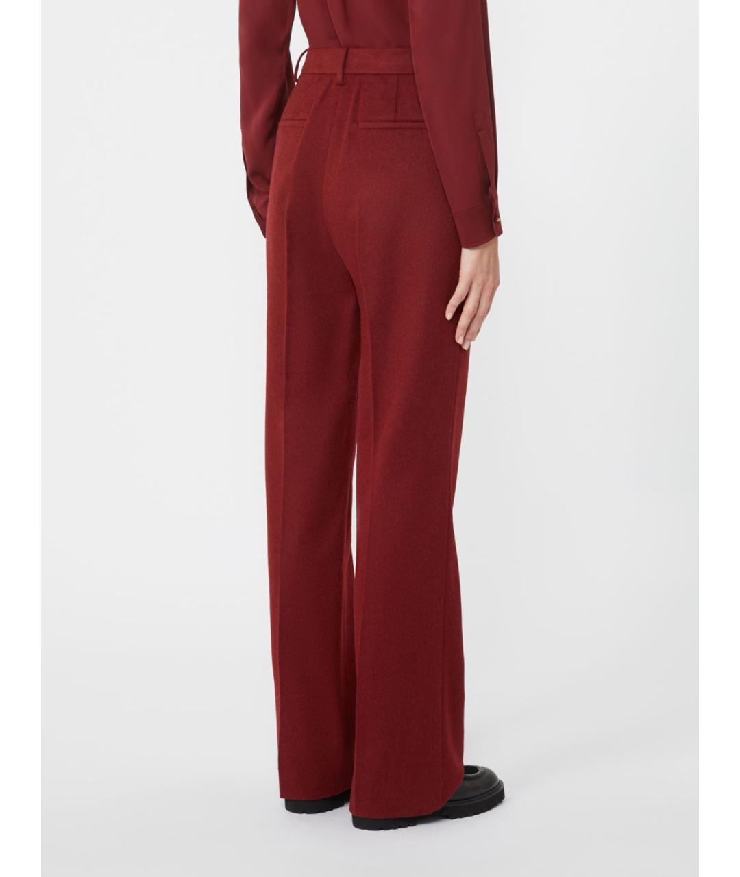MAX MARA Красные шерстяные прямые брюки, фото 3