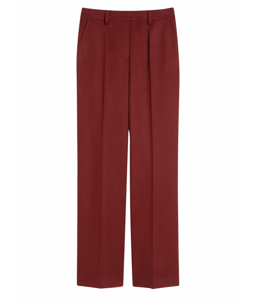 MAX MARA Красные шерстяные прямые брюки, фото 1