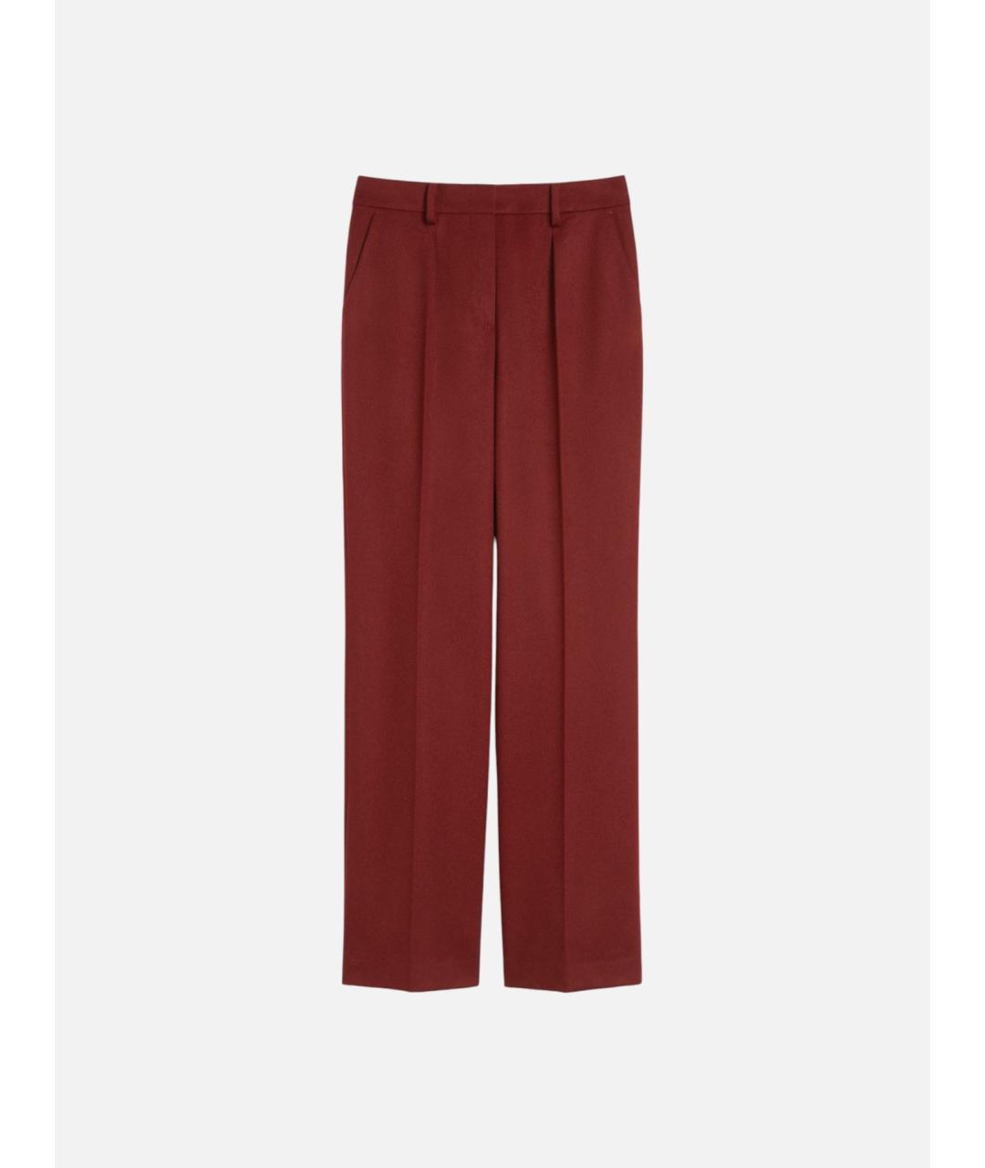 MAX MARA Красные шерстяные прямые брюки, фото 6