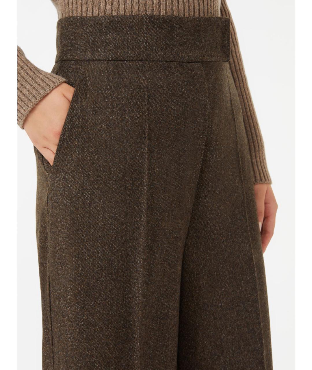 MAX MARA Коричневые шерстяные брюки широкие, фото 5