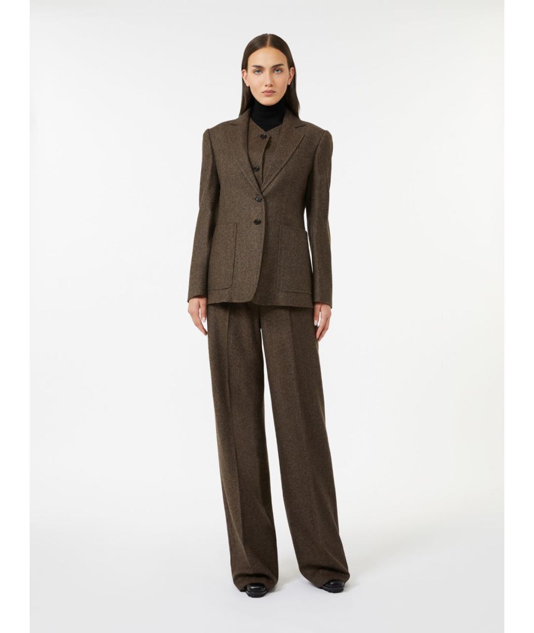 MAX MARA Коричневые шерстяные брюки широкие, фото 2