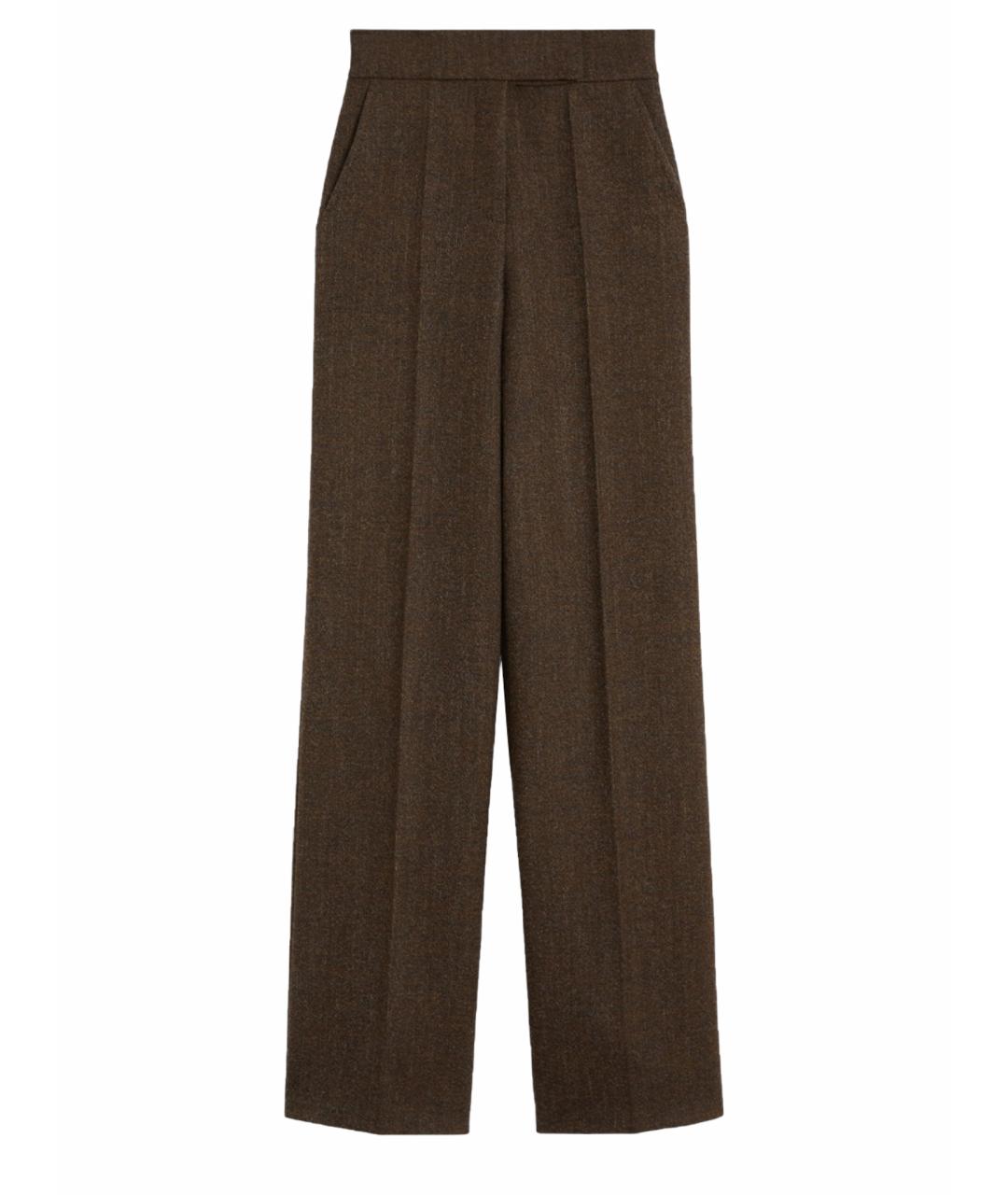 MAX MARA Коричневые шерстяные брюки широкие, фото 1