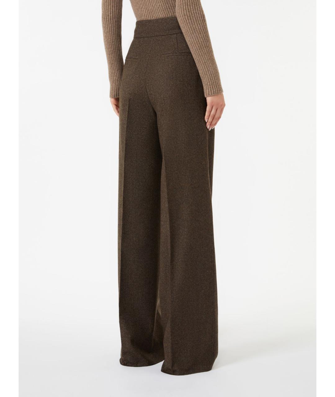 MAX MARA Коричневые шерстяные брюки широкие, фото 3
