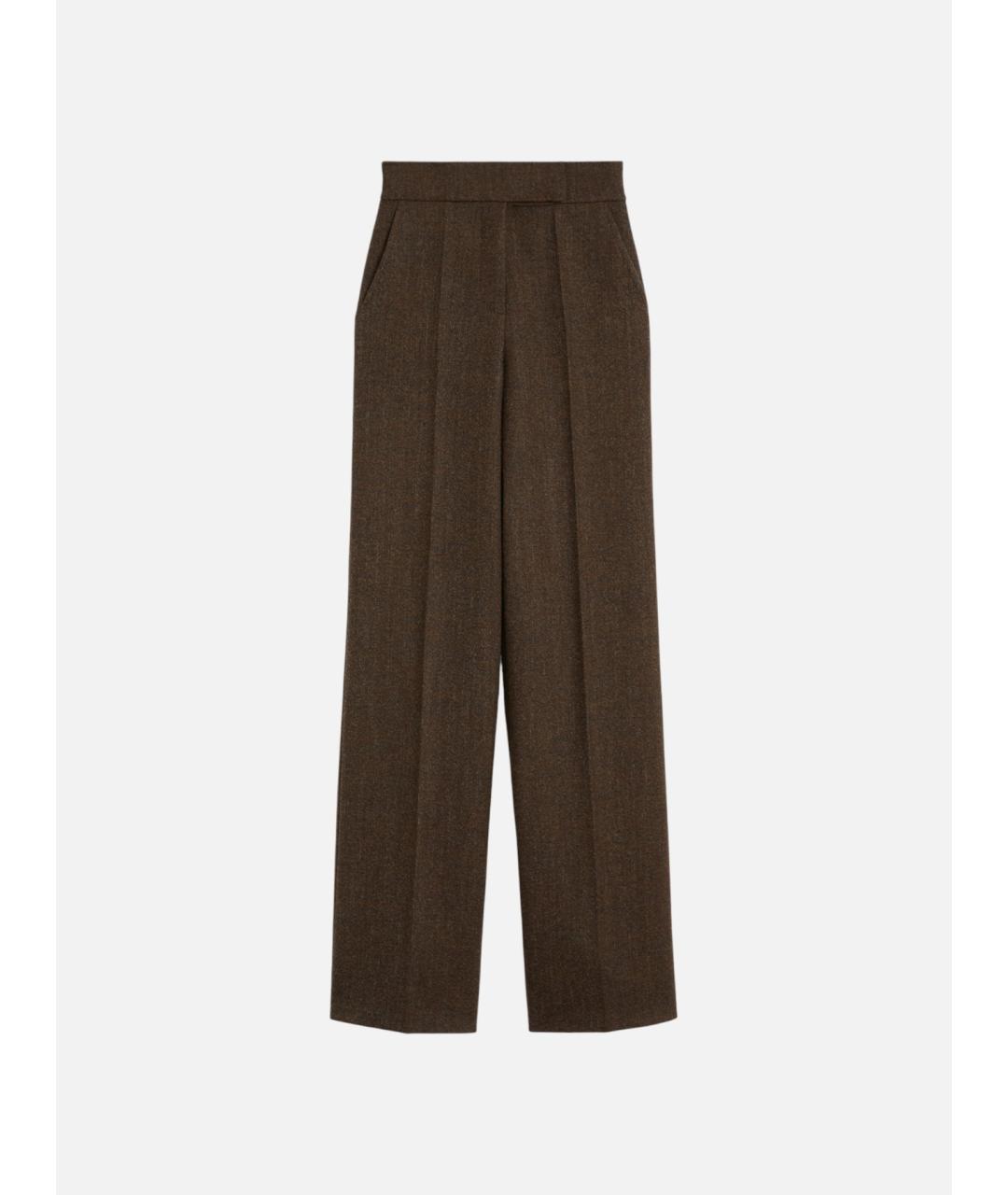 MAX MARA Коричневые шерстяные брюки широкие, фото 6