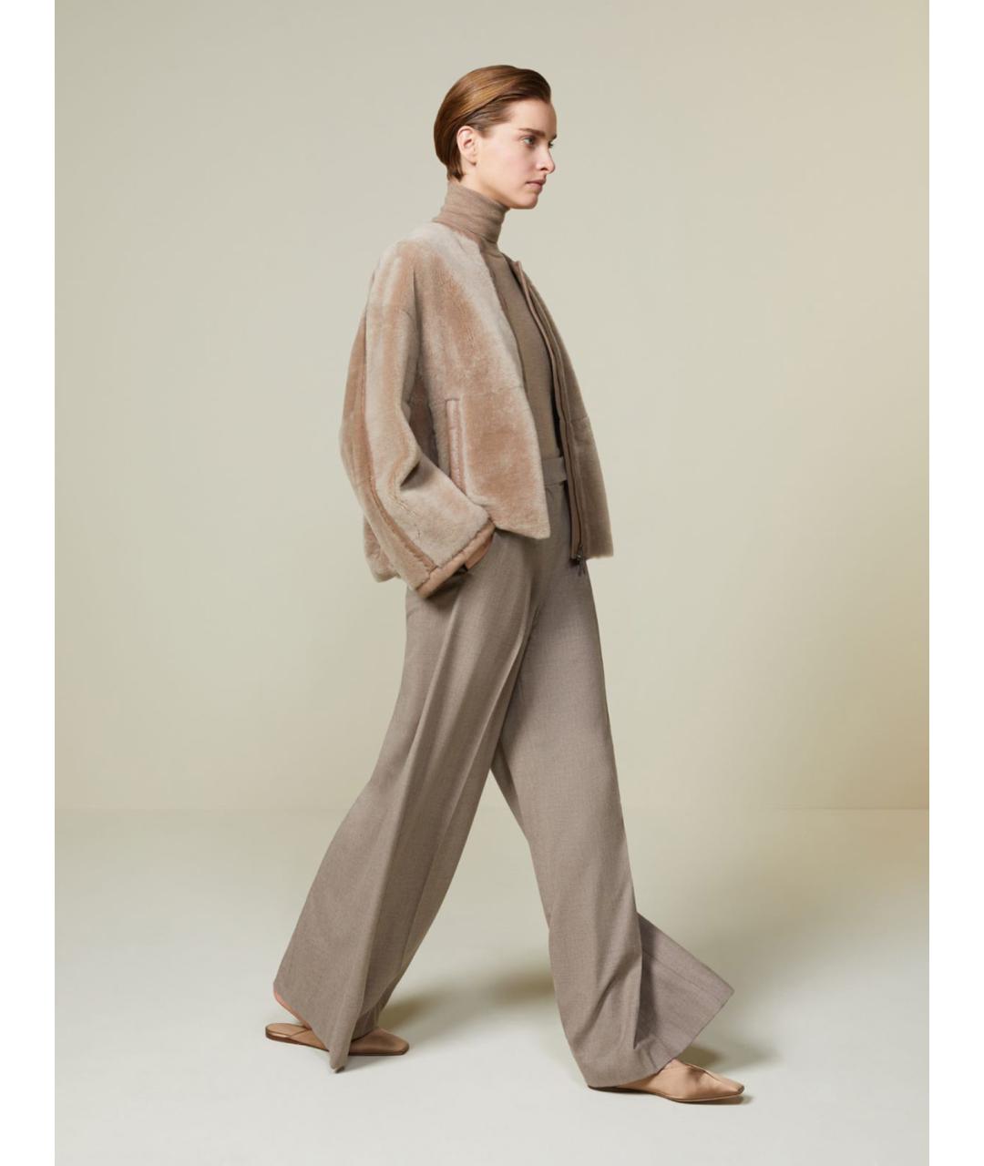 MAX MARA Бежевая кожаная дубленка, фото 2