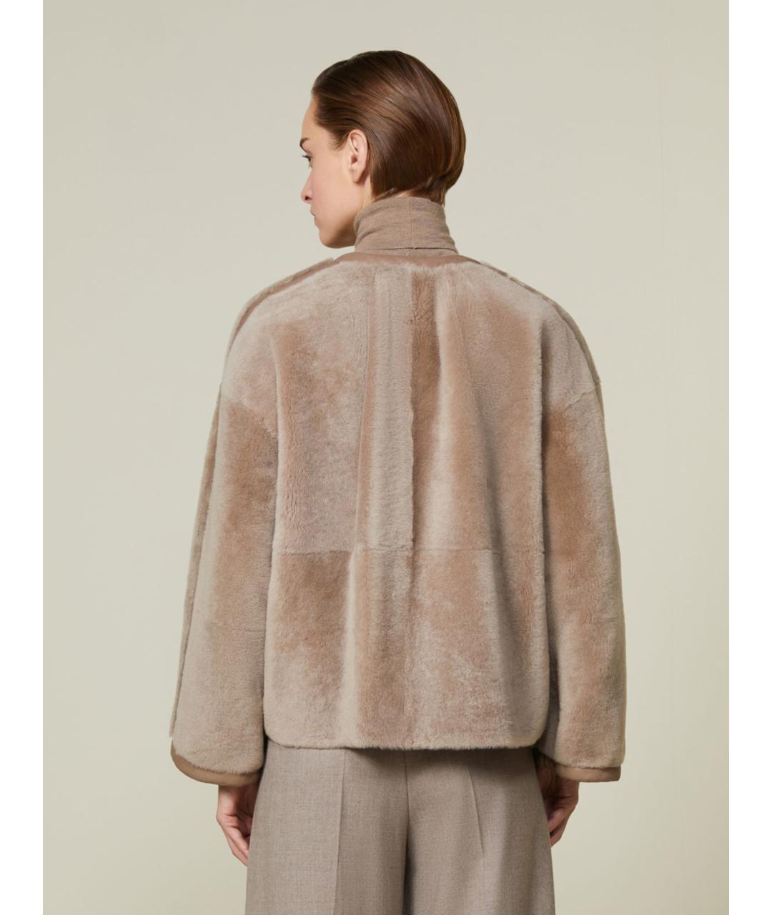 MAX MARA Бежевая кожаная дубленка, фото 3