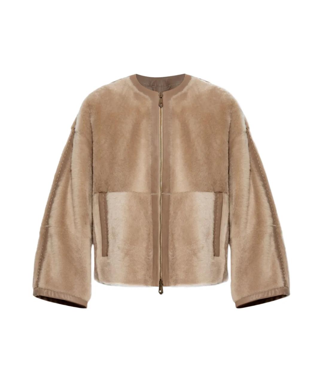 MAX MARA Бежевая кожаная дубленка, фото 1