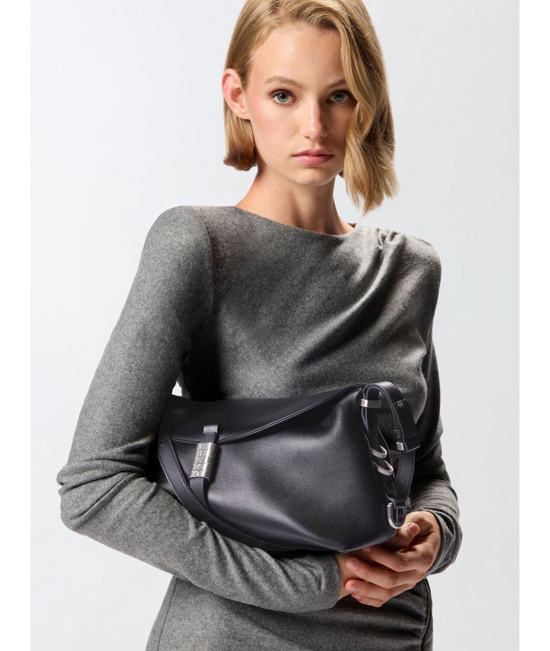 PINKO Черная кожаная сумка через плечо, фото 2