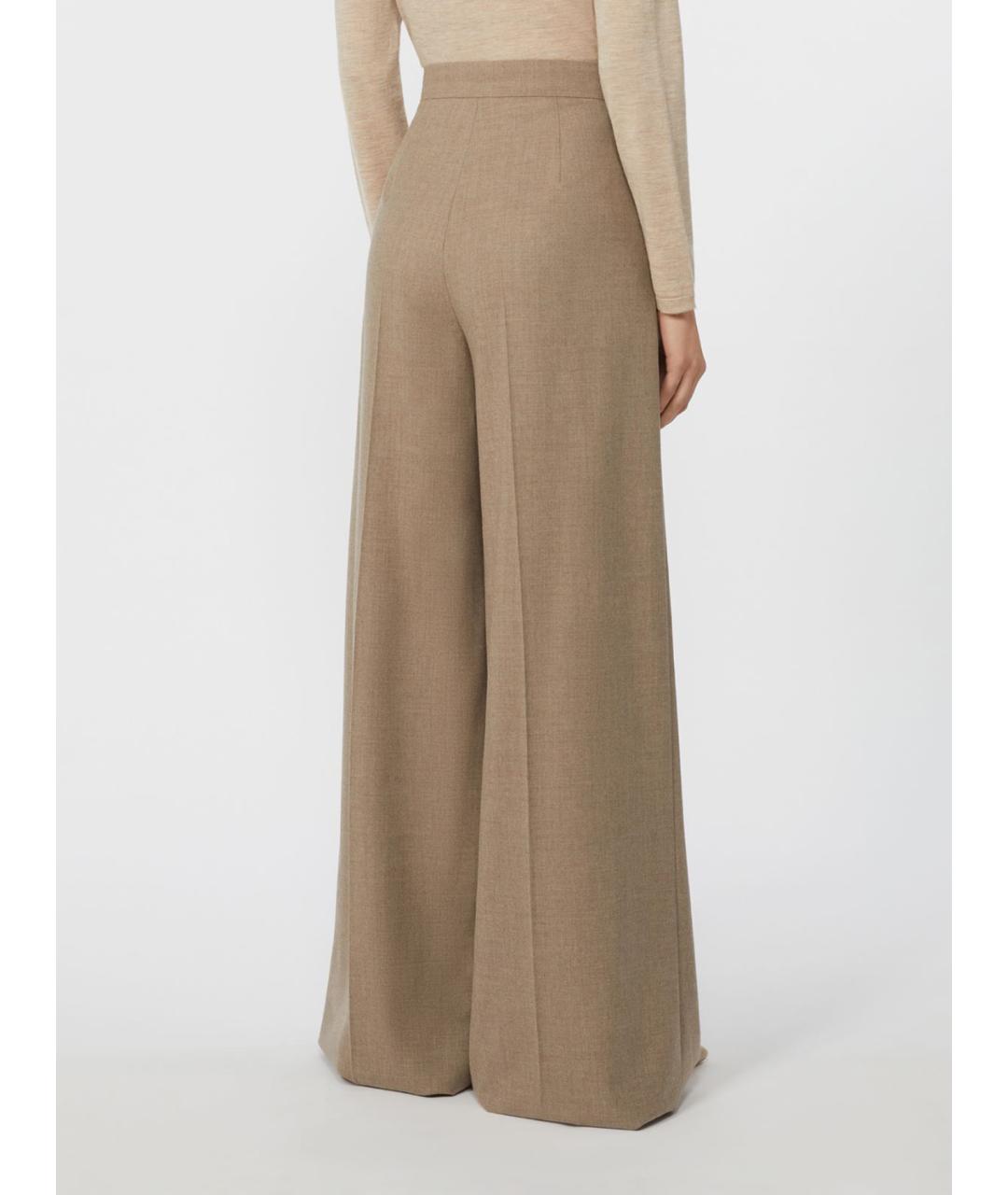 MAX MARA Бежевые кашемировые брюки широкие, фото 3