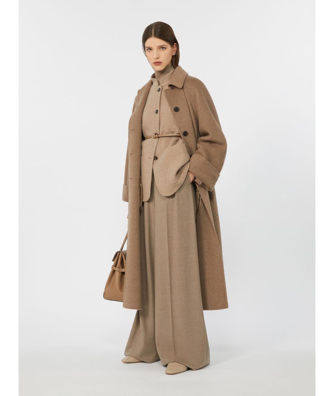 MAX MARA Бежевые кашемировые брюки широкие, фото 2