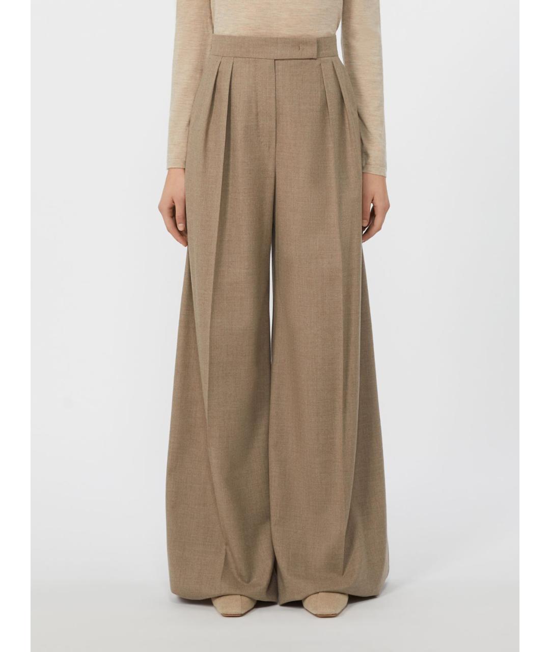MAX MARA Бежевые кашемировые брюки широкие, фото 4