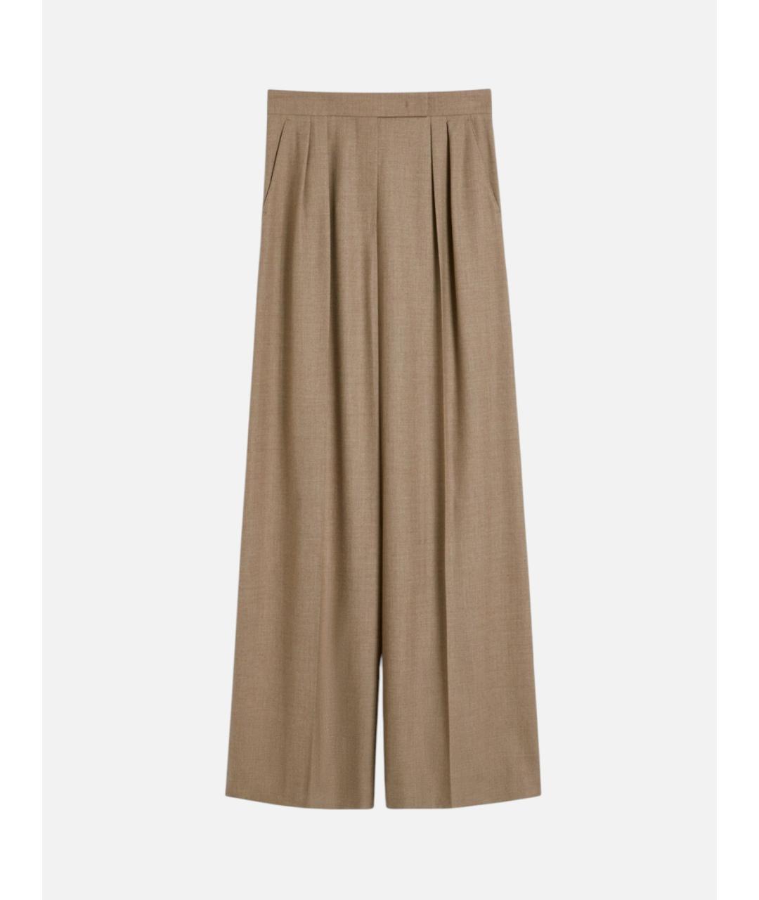 MAX MARA Бежевые кашемировые брюки широкие, фото 5