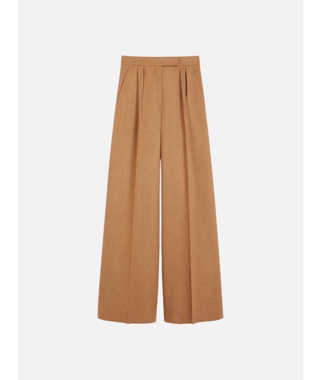 MAX MARA Бежевые шерстяные брюки широкие, фото 5