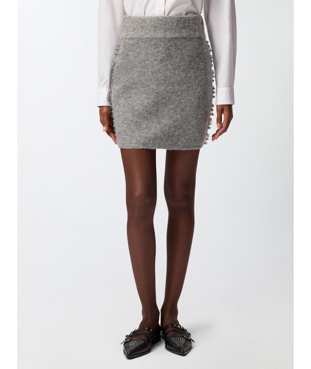 PINKO Серая юбка мини, фото 4