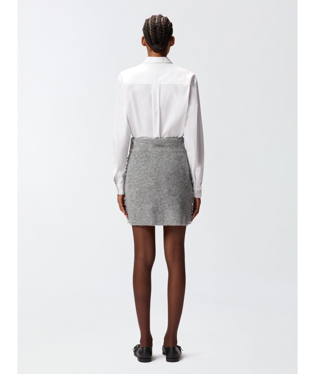 PINKO Серая юбка мини, фото 5