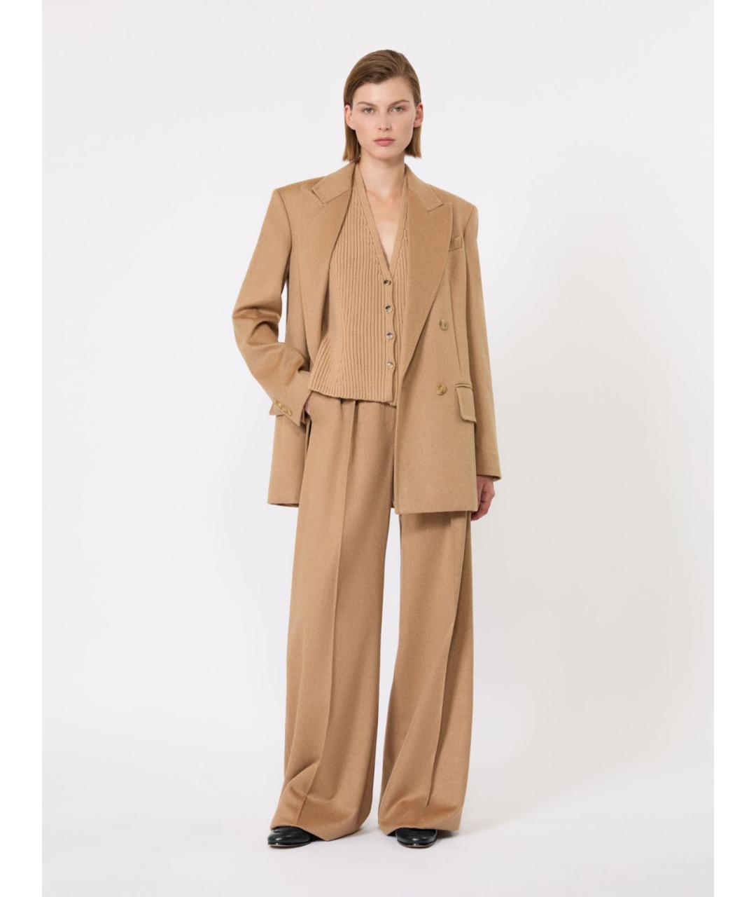 MAX MARA Бежевый шерстяной жакет/пиджак, фото 2