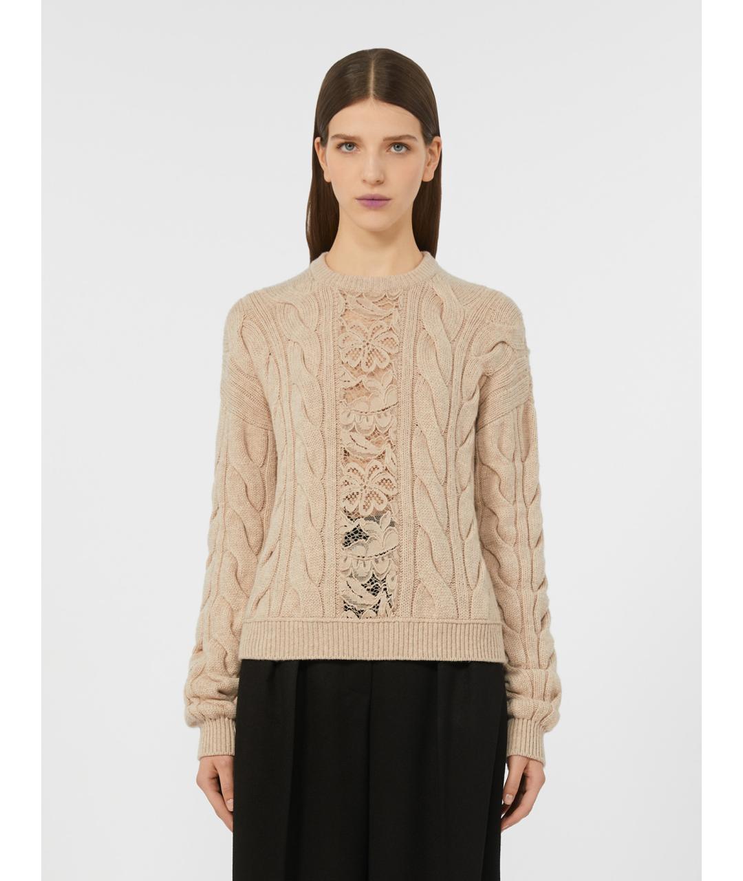 MAX MARA Бежевый шерстяной джемпер / свитер, фото 2