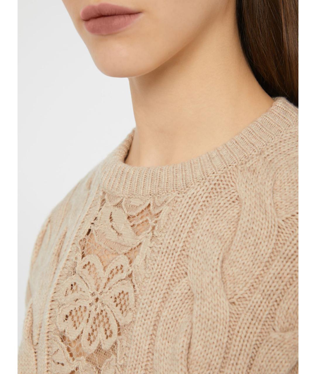 MAX MARA Бежевый шерстяной джемпер / свитер, фото 4