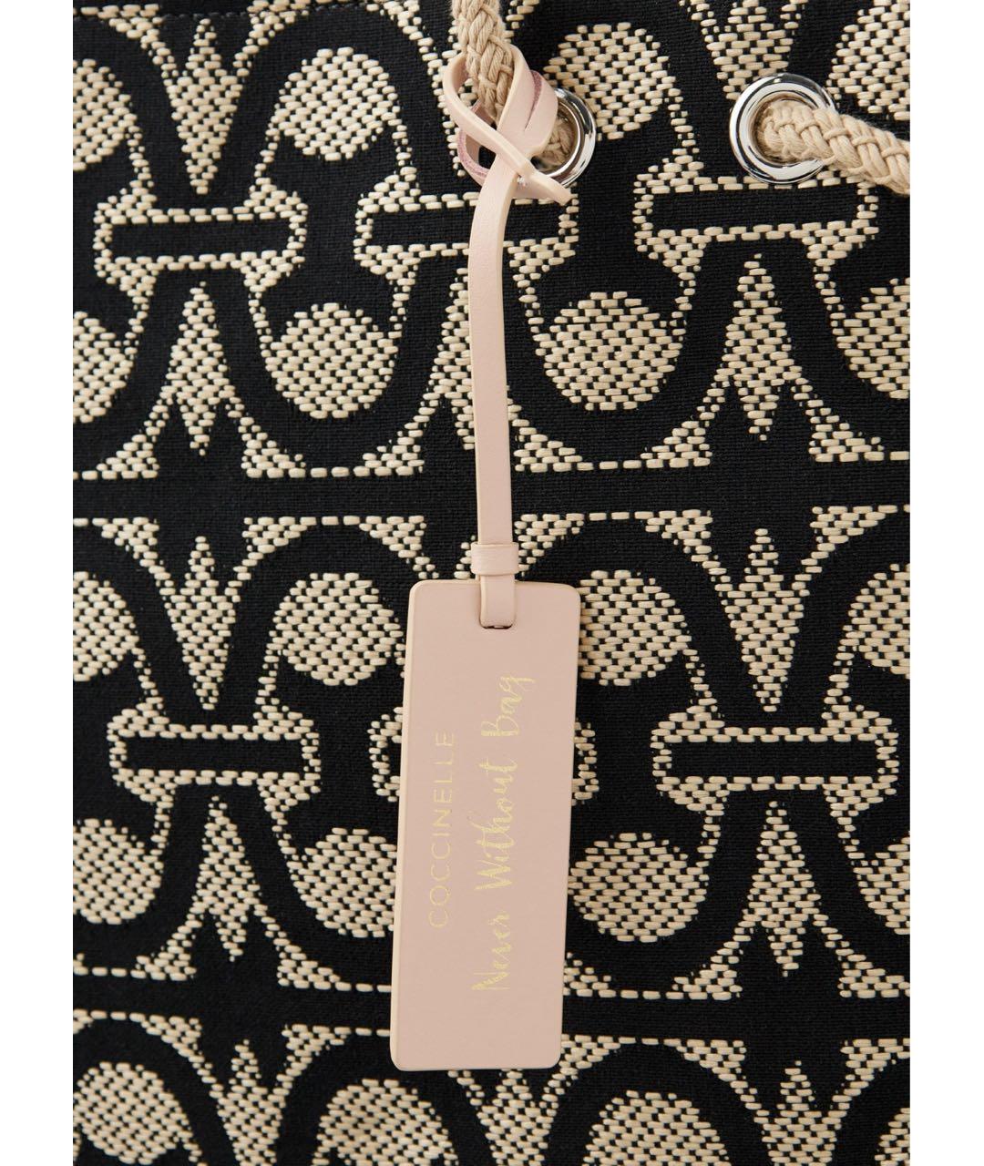 COCCINELLE Черная жаккардовая пляжная сумка, фото 3