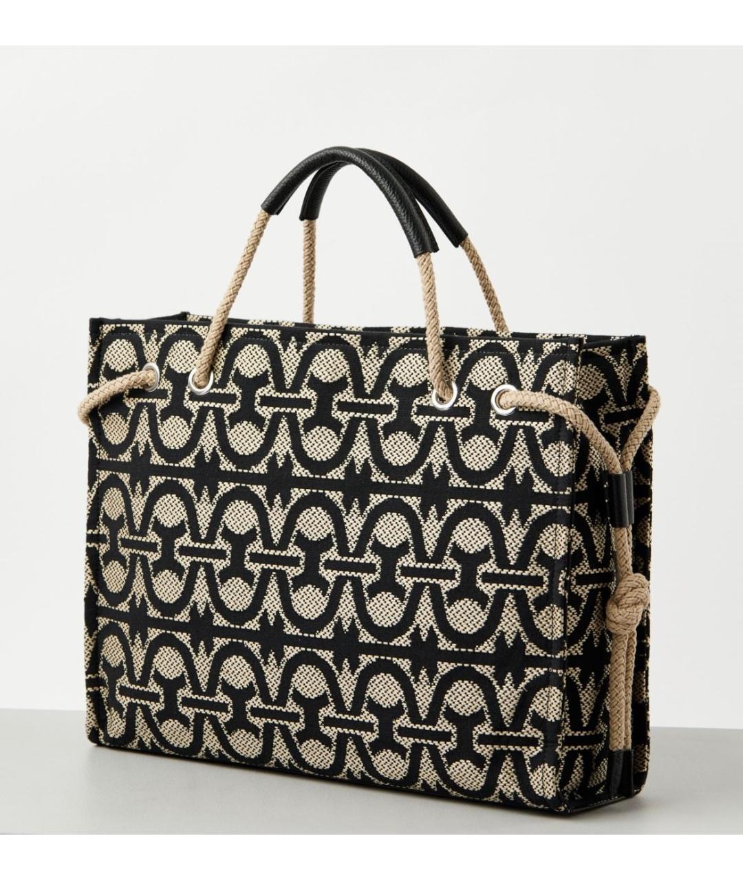 COCCINELLE Черная жаккардовая пляжная сумка, фото 2