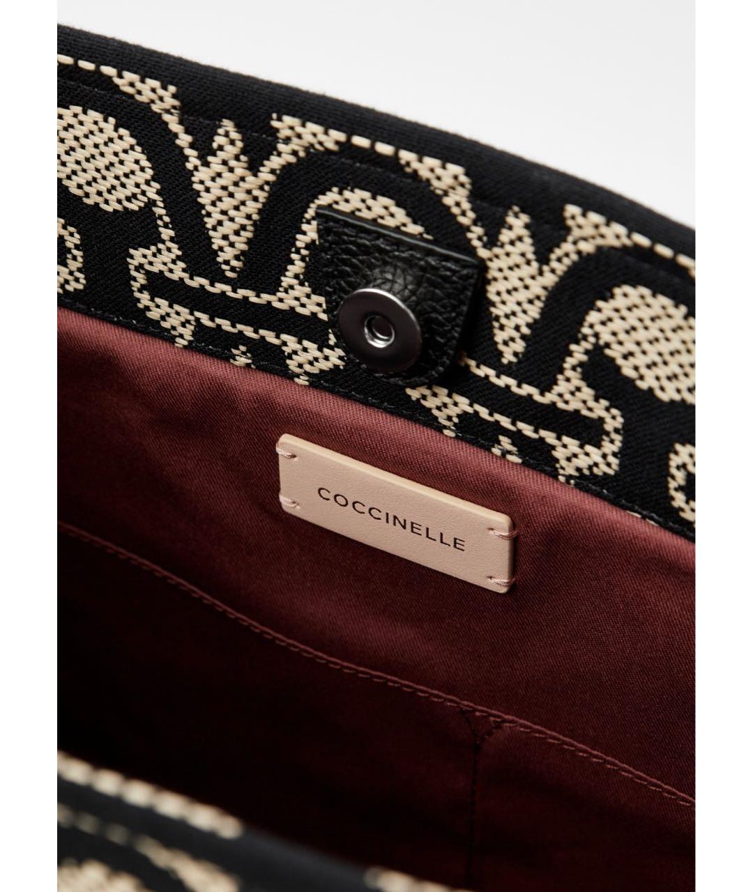COCCINELLE Черная жаккардовая пляжная сумка, фото 4