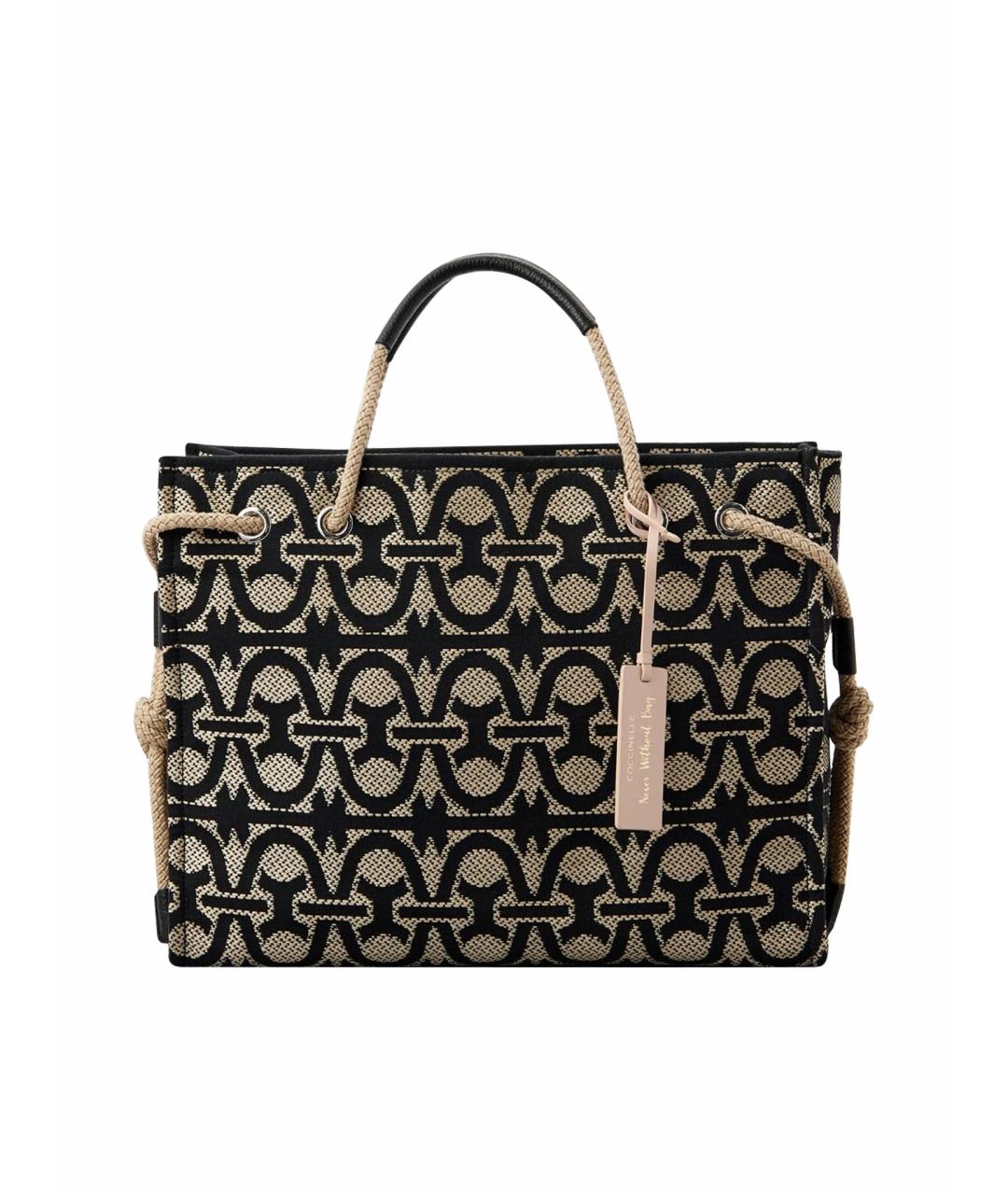 COCCINELLE Черная жаккардовая пляжная сумка, фото 1