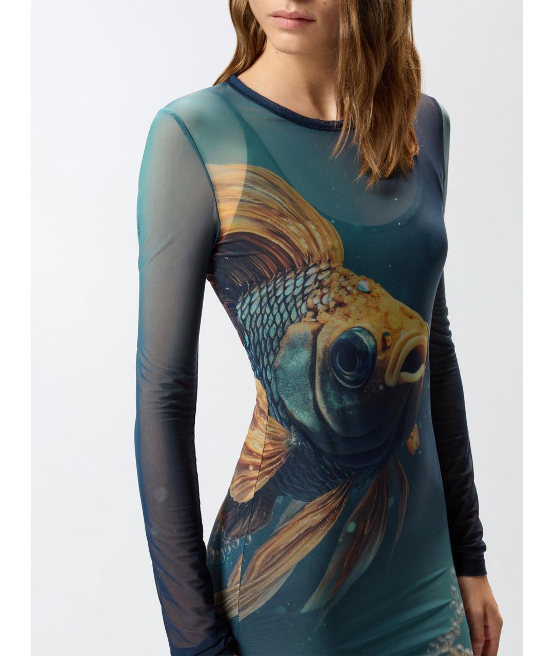 PINKO Мульти полиамидовое коктейльное платье, фото 5