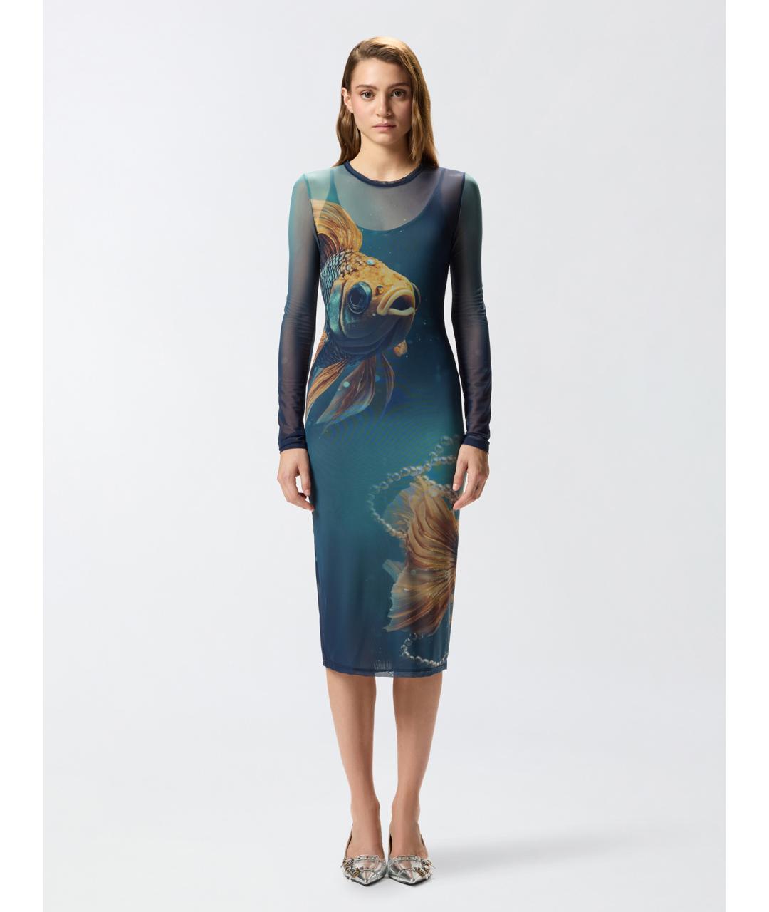 PINKO Мульти полиамидовое коктейльное платье, фото 3