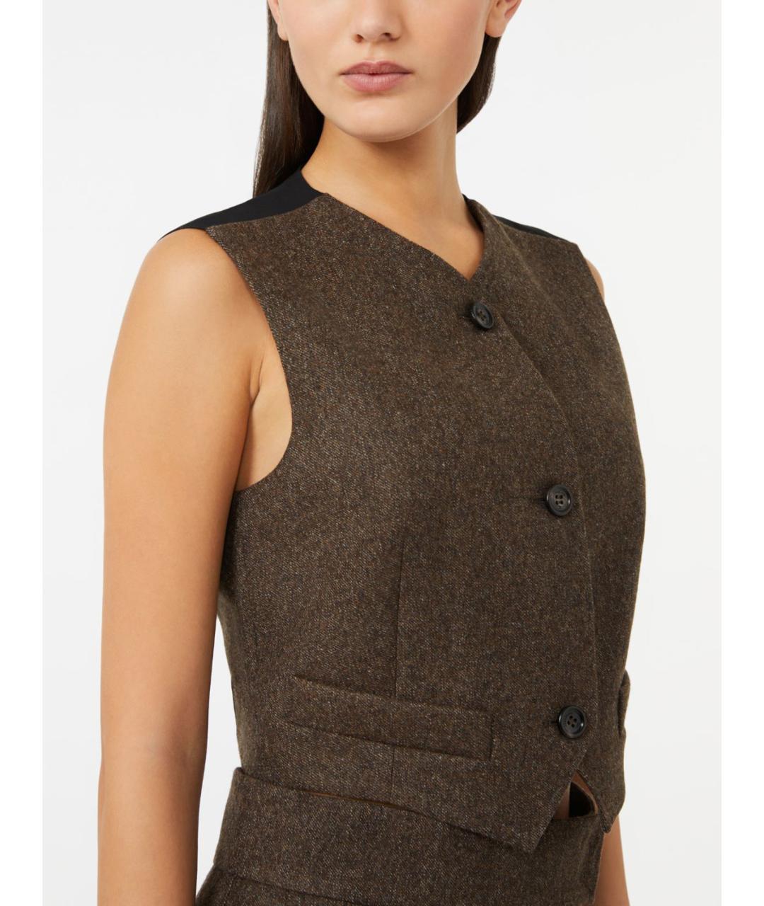 MAX MARA Коричневый шерстяной жилет, фото 4